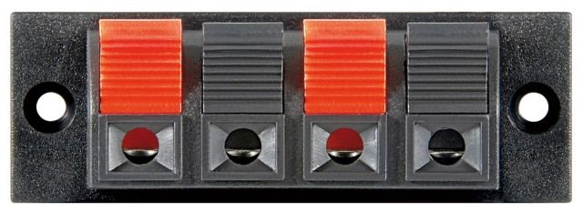 Speaker terminal, 4 push type poles, red/black, panel
Packaging: bulk 1 pc.