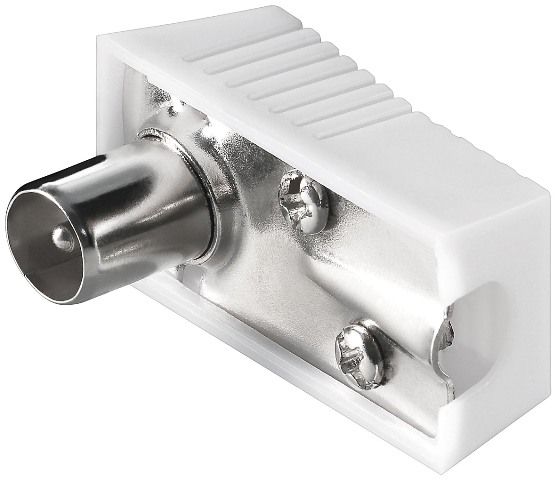 Male coax antenna plug, plastic, with screw, 90°
Packaging: bulk 1 pc.