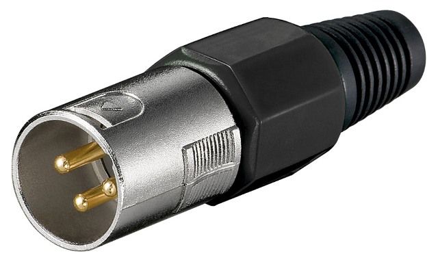 XLR male plug, 3 pins, on cable
- high quality
- gold contacts
- cable fixing with screw
Packaging: bulk 1 pc.