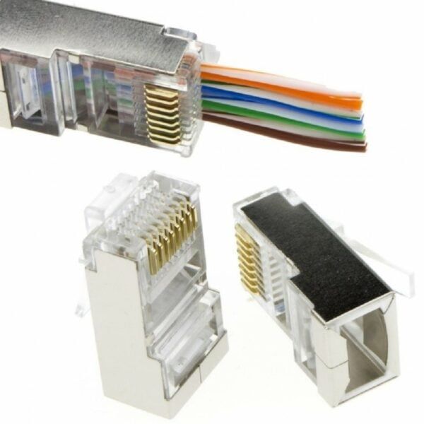 Mufa RJ45 FTP ecranata, cat.5e, passthrough (100buc) - EMTEX  EMT-PR5E-FTP