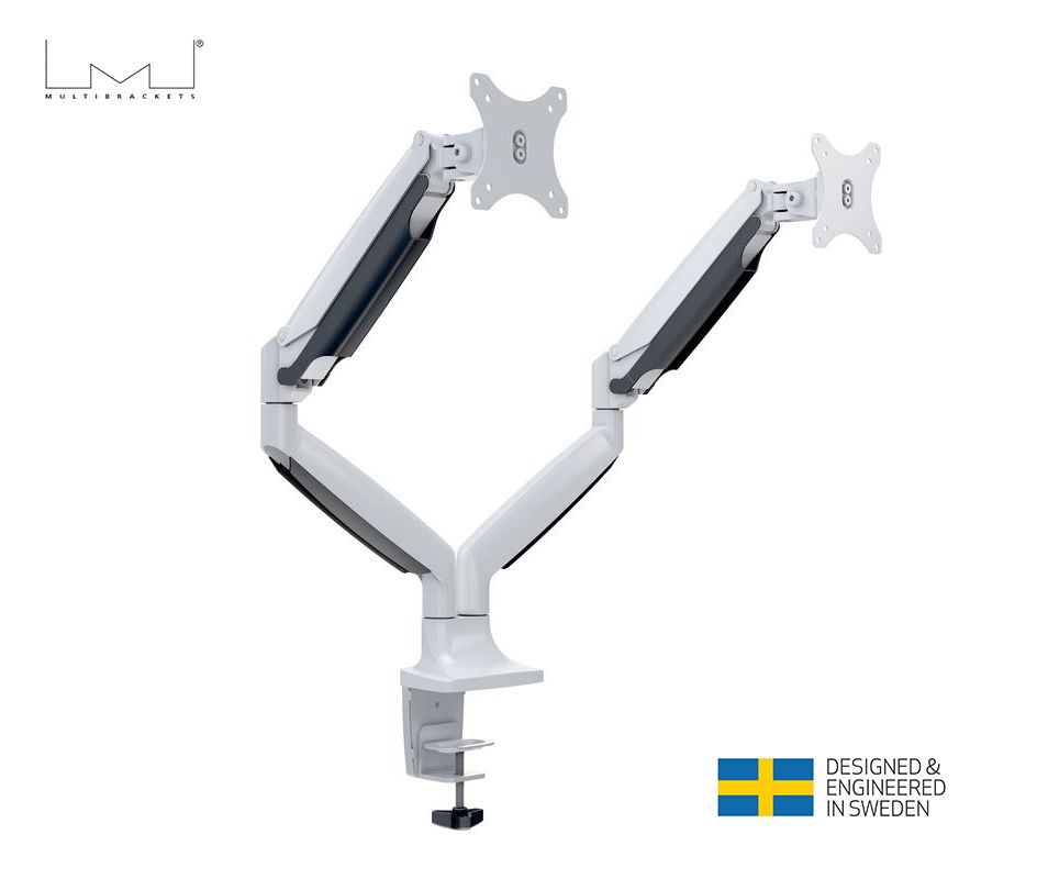 Suport 2 monitoare de masa, Gas Spring Multibrackets MB-7086, 15 - 27 , max.9 kg / monitor, alb