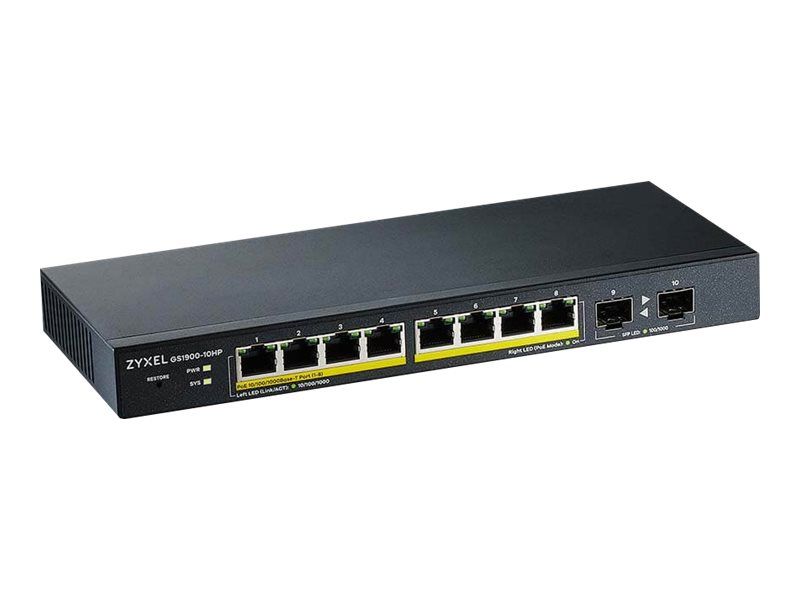 Switch Zyxel GS1900-10HP-EU0102F, 8 porturi 10/100/1000 Mbps