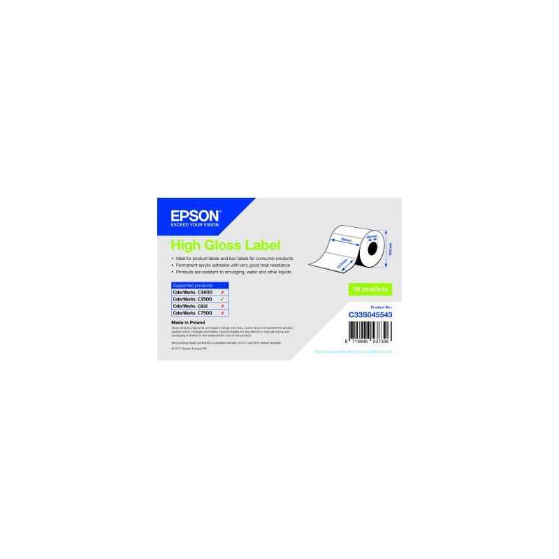 ETICHETE HIGH GLOSS CONT ROLL 76x127MM 250 LABELS C3500