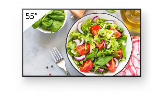 Ecran profesional LFD Monitor Signage Sony BZ35L, 55  (140cm), UHD, operare 24/7, luminozitate 550nit, panel IPS, backlight Direct LED, timp răspuns 8ms, contrast static 1200:1, contrast dinamic 400000:1, mătuire 1%, Android 10, stocare 32GB. Miracast, Chromecast  built-in, AirPlay, Apple HomeKit