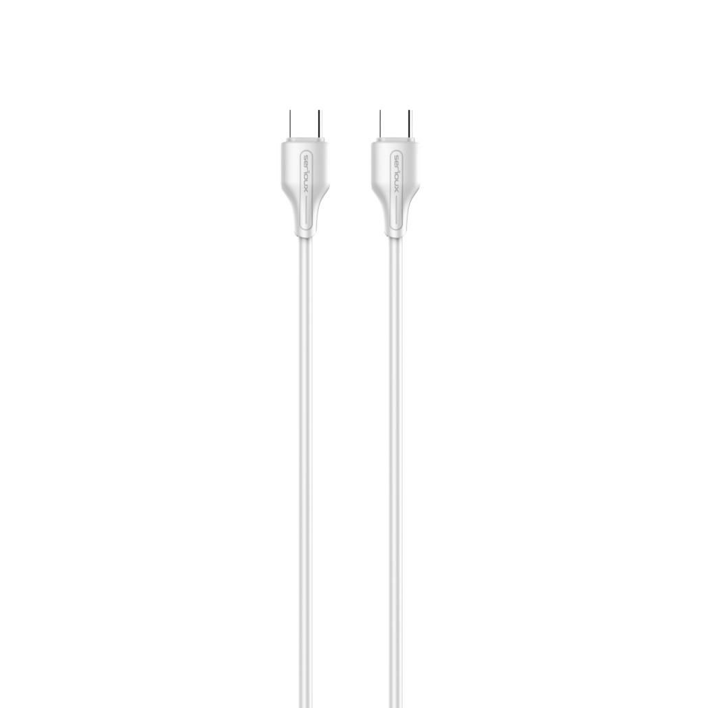 Cablu Serioux TYPE-C - TYPE-C Lungime: 100 cm Ieșire: 65W Tip cablu: USB-C la USB-C Culoare: Alb Funcție: încărcare și sincronizare