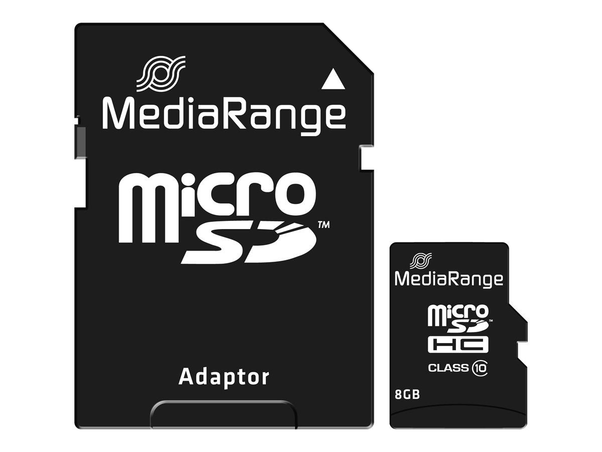MediaRange Micro SDHC  8GB Class 10 with SD adapter,  MR957  (timbru verde 0.03 lei)