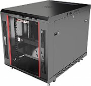 CABINET 19  SPACER     6U 600x600mm, fixare pe perete, Flatpack (dezasamblat),  Black, usa sticla cu blocare, panouri detasabile, otel 1.5mm, sarcina maxima 60Kg,  SPCW-6U-600-BK-03