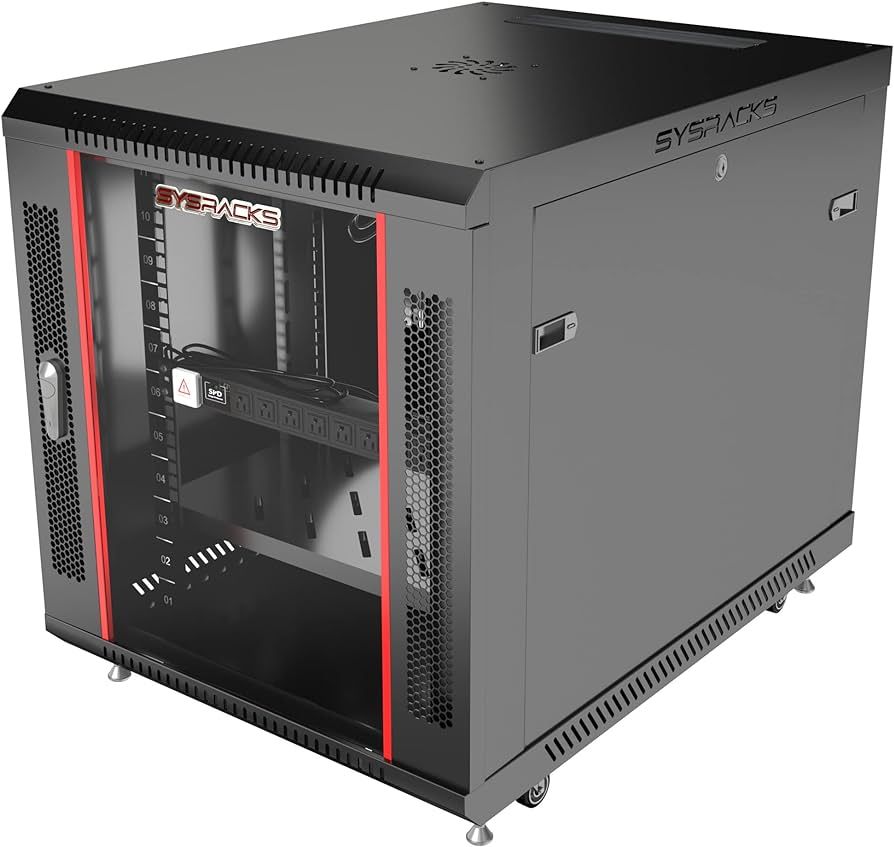 CABINET 19  SPACER    6U 600x450mm, fixare pe perete, Flatpack (dezasamblat),  Black, usa sticla cu blocare, panouri detasabile, otel 1.5mm, sarcina maxima 60Kg,  SPCW-6U-450-BK-03