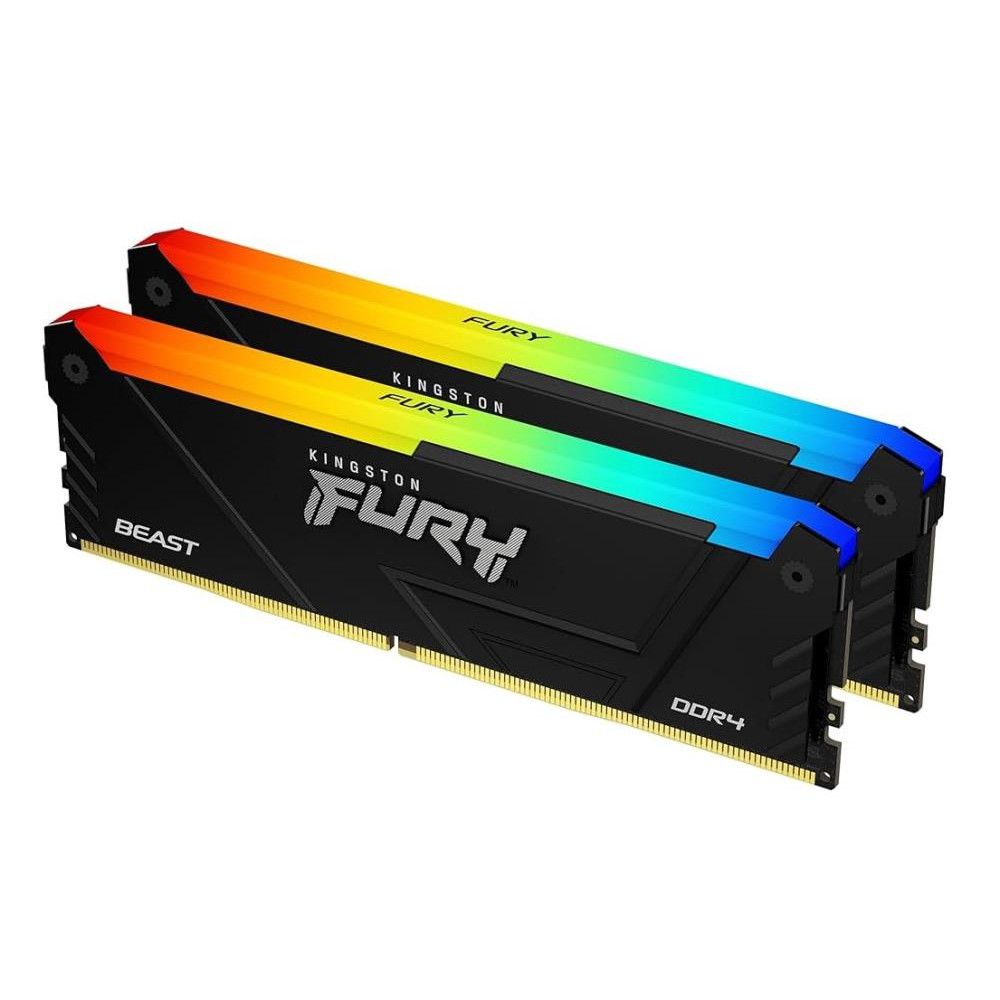 Memorie Kingston FURY Beast 32 GB DDR4 3200 MHz CL16, kit 2 x 16 GB, XMP 2.0, Negru, RGB