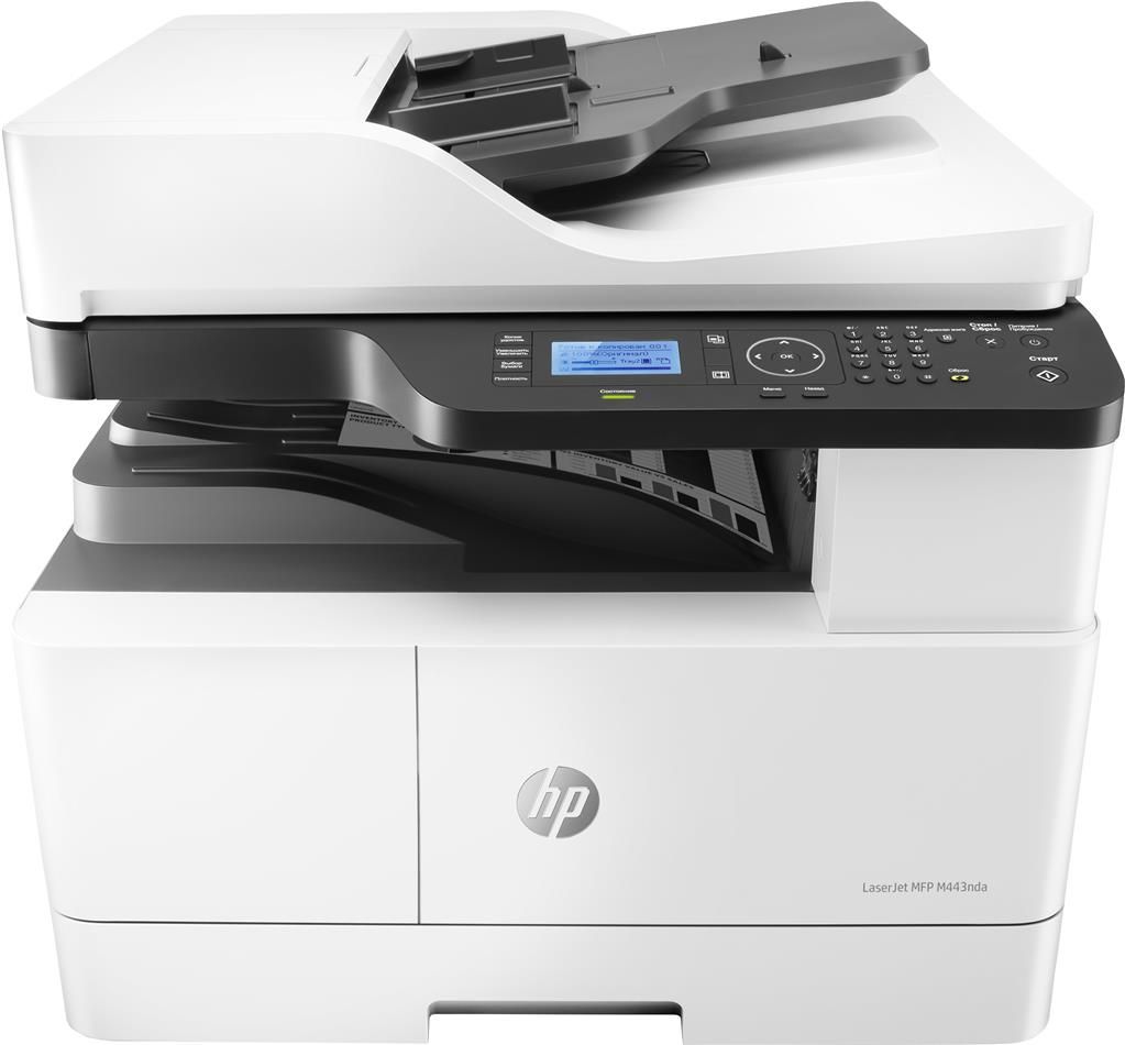 Imprimanta multifunctionala laser monocrom HP M443nda, A3, ADF, USB 2.0, 25 ppm