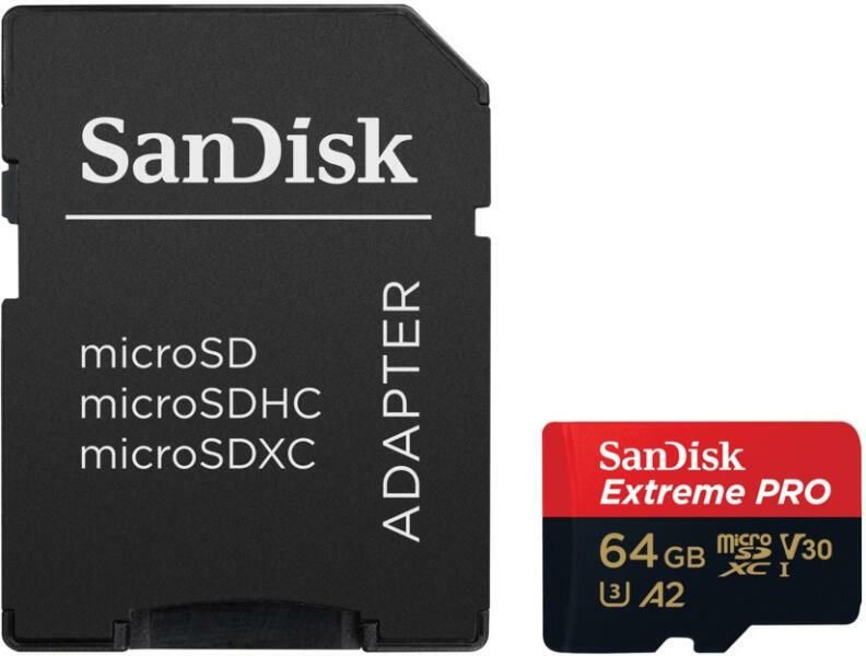 SD MicroSD Card 64GB SanDisk Extreme Pro SDXC inkl. Adapter