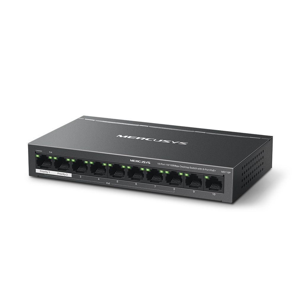 Switch Mercusys MS110P, 10 porturi 10 / 100 Mbps