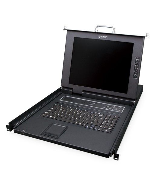 PLANET 8-Port Combo IP KVM Switch: switch-uri pentru tastatură, mouse și monitor (KVM) Raft pentru montat echipamente Negru
