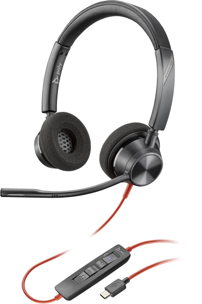 Poly Blackwire 3320 Stereo Microsoft Teams Certified USB-C Headset +USB- C/A Adapter