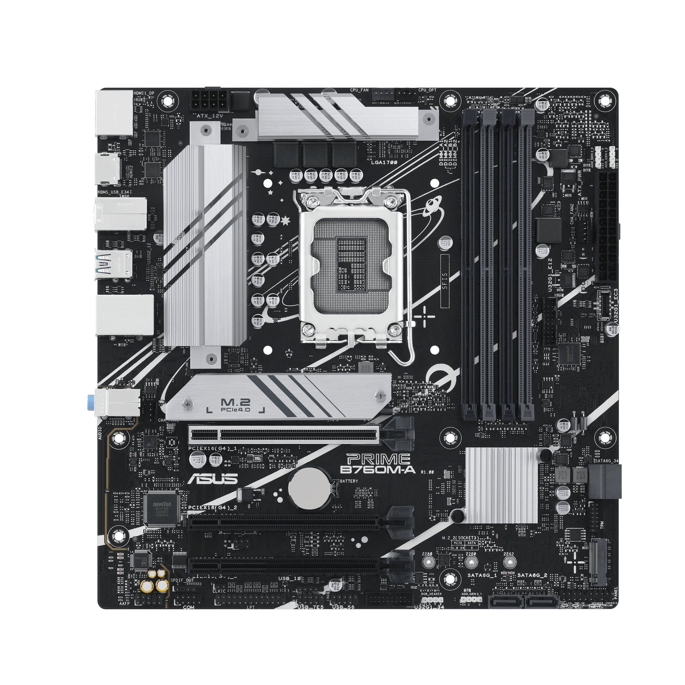 Placa de baza ASUS PRIME B760M-A-CSM, socket 1700, 4x DDR5 UDIMM, 4x SATA, 2x NVMe, 15x USB-A, 1x USB-C, mATX