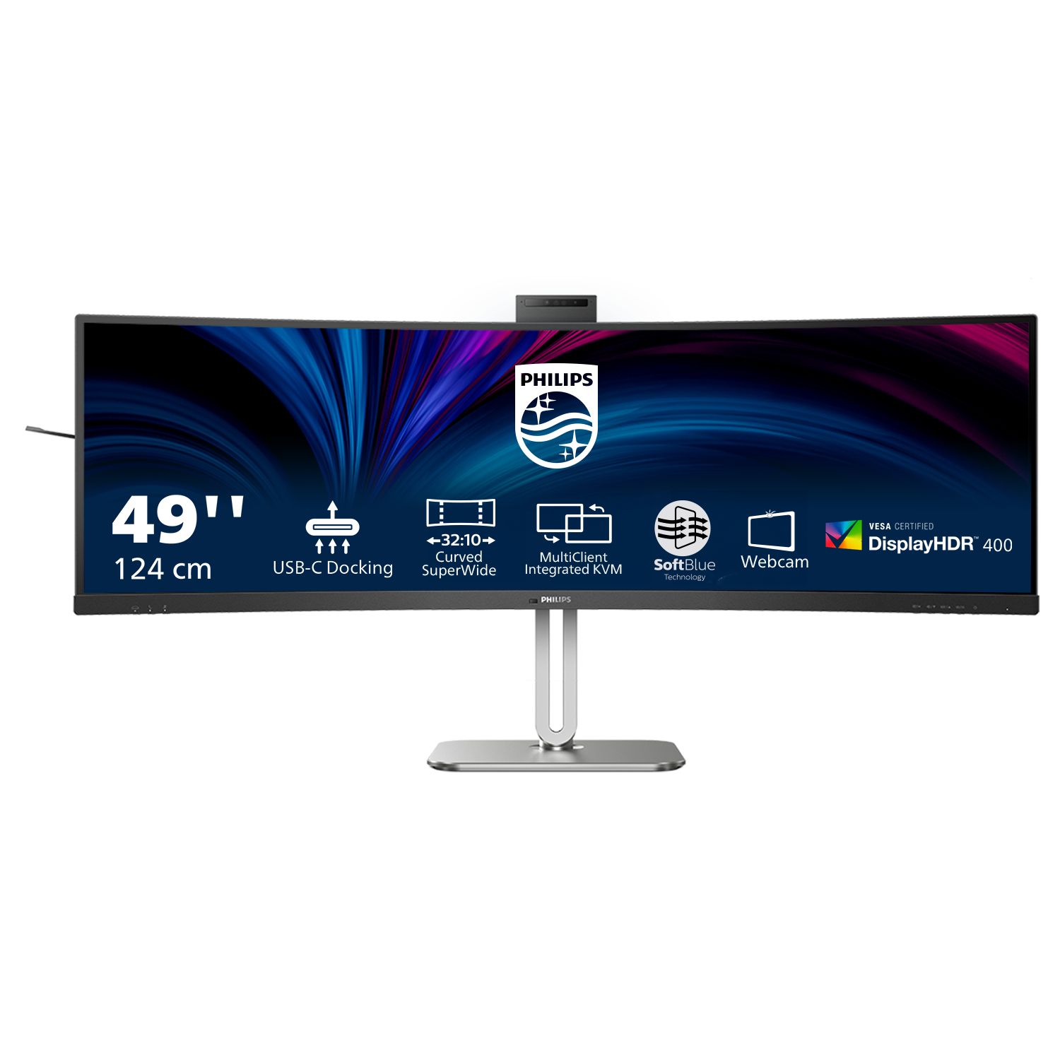 Monitor 48.8 inch LED Philips 49B2U6900CH 5120 x 1440 pixeli, 75 Hz, 4 ms, Negru/Argintiu