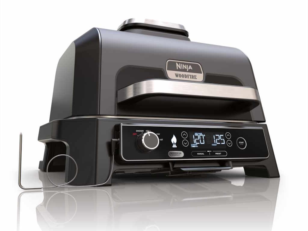 Gratar si afumator electric de exterior Ninja XLSistem Smart Cook, 7 functii, 1700W, 4-in-1 gri