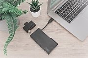 Universal Docking Station, USB 3.0, 7-Port, Travel 2x Video, 2x USB 3.0, RJ45, 2x Card Reader
