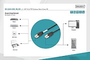 CAT 6 S-FTP outdoor patch cord, Cu, PE AWG 27/7, length 5 m, black sheath color
