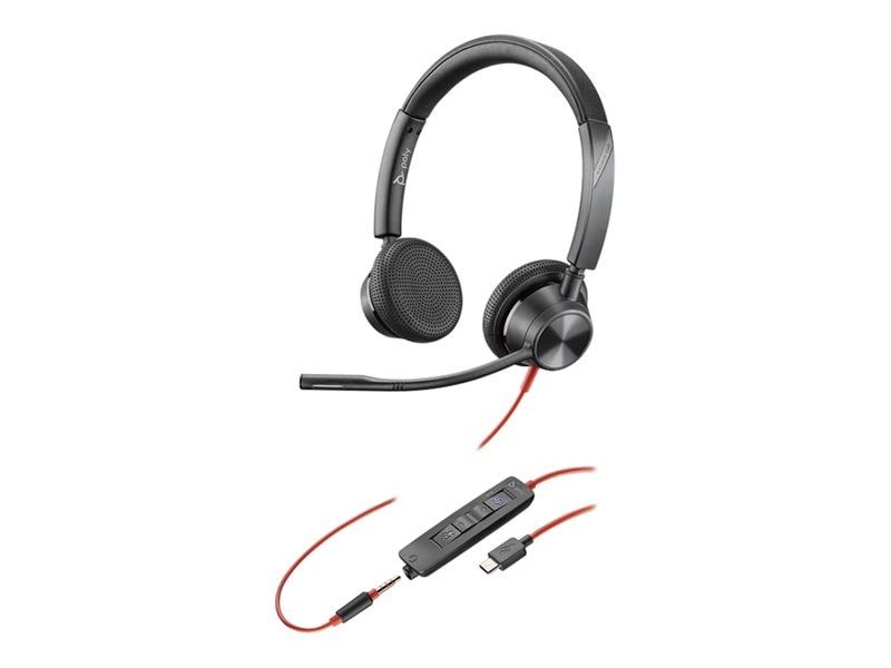 Poly Blackwire 3325 Stereo USB-C Headset +3.5mm Plug +USB-C/A Adapter 8X221AA