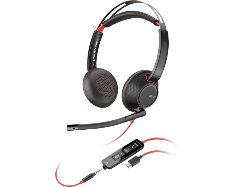 Poly Blackwire 5220 Stereo USB-C Headset +3.5mm Plug +USB-C/A Adapter (Bulk)