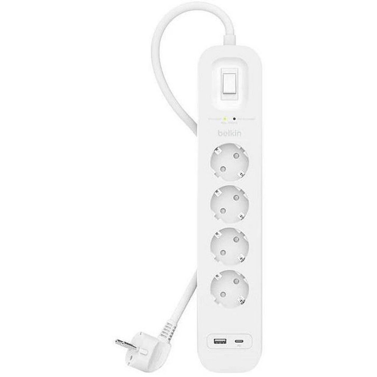 SOCKET STRIP WITH OVERVOLTAGE/PROTECTION 4-WAY WITH 1 X USB-A