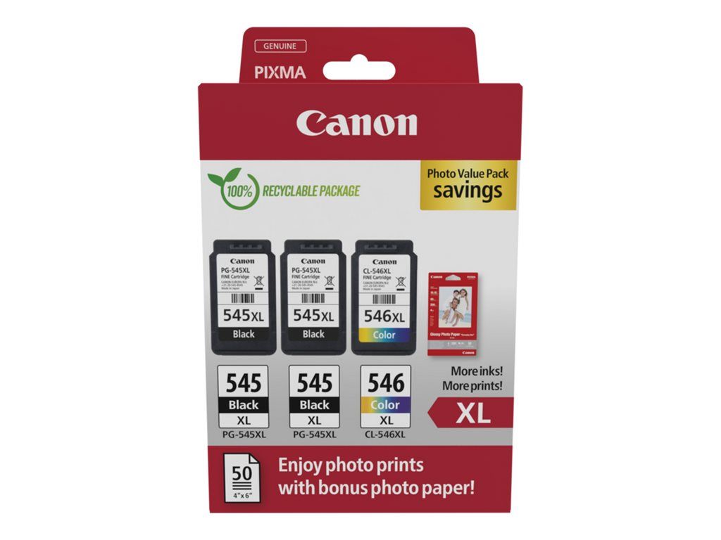 Cartus cerneala Canon 8286B015 ,Black/tri-color ,2 x 15 ml + 1 x 13 ml ,Original (PG-545XL x 2 / CL-546XL)