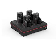 4 bay 8675i device charger with power supply. Charges complete 8675i unit with battery installed. Region-specific cord ordered separately.