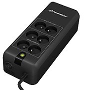 UPS PowerWalker VFD 600 APFC FR, 600 VA, 300 W, fara management, off-line, 6x Schuko, 1x RJ45, 12.0V/5.0Ah Brick, Negru
