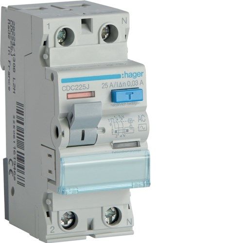 CDC225J 25A/ 30MA/AC DIFFERENTIAL CIRCUIT BREAKER 25A 2P 2M 30MA AC 6KA