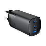 Gembird TA-UC-PDQC65-01-BK 3-port 65 W GaN USB PowerDelivery fast charger  black
