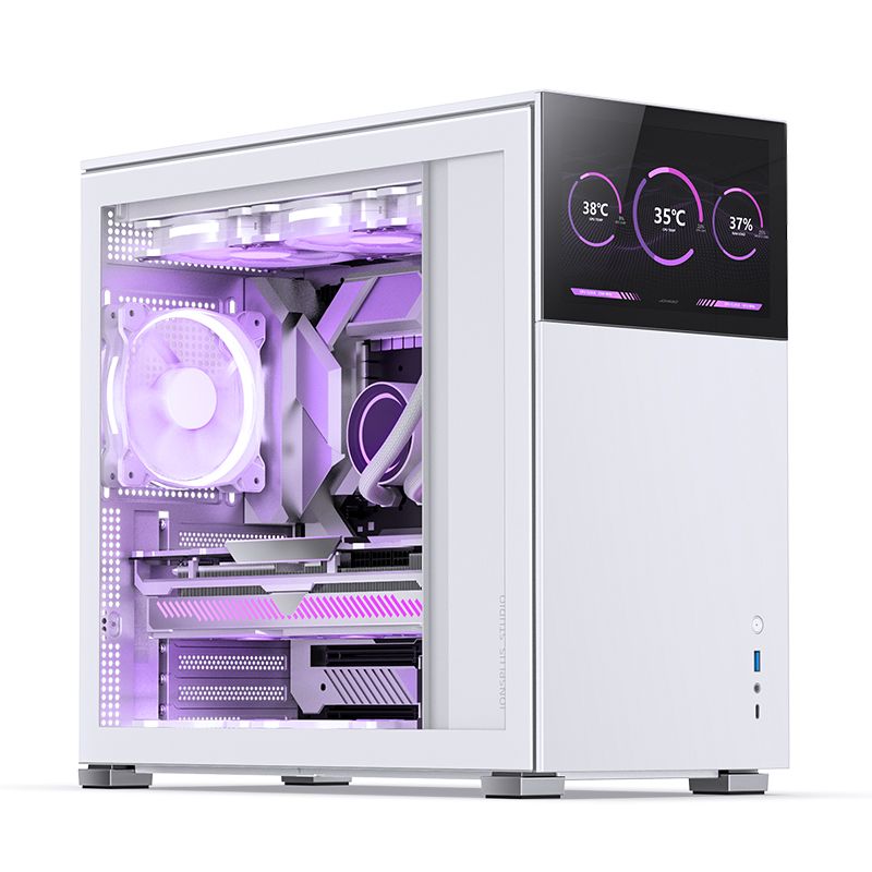 Jonsbo D41 Screen ATX Case  Tempered Glass - white