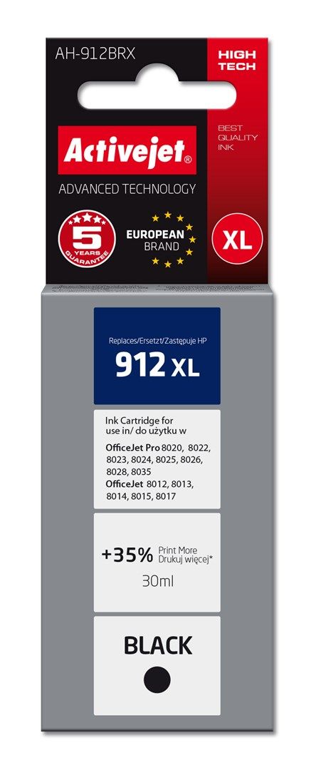 Cartus cerneala Activejet AH-912BRX ,Negru ,30 ml (compatibil cu HP 912xl)