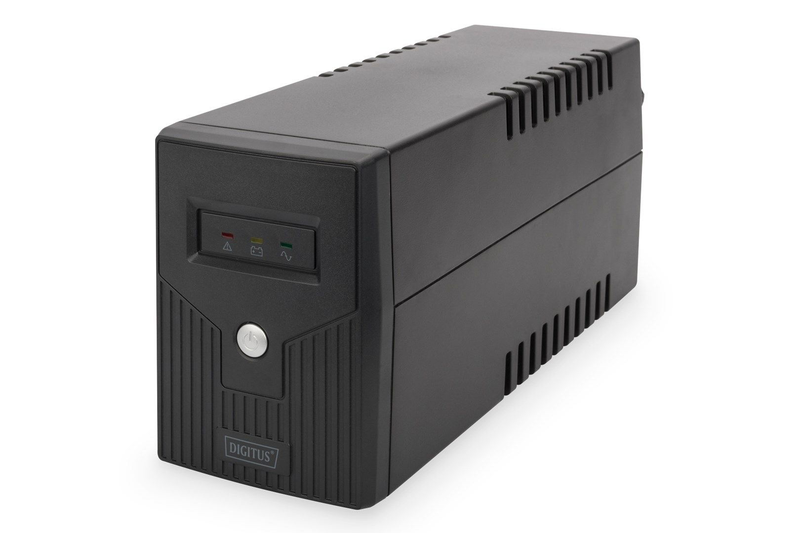 UPS Digitus DN-170063, 600 VA, 360 W, line-interactive, 2x Schuko, 2x RJ45, 1x USB, 12 V / 7Ah LED, Tower, Negru