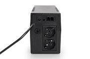 UPS Digitus DN-170063, 600 VA, 360 W, line-interactive, 2x Schuko, 2x RJ45, 1x USB, 12 V / 7Ah LED, Tower, Negru