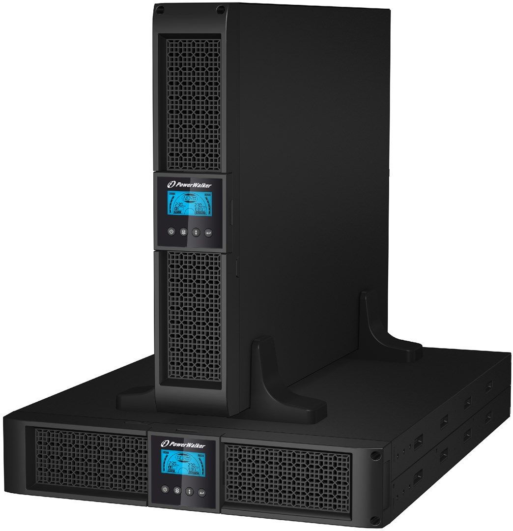 UPS PowerWalker VI 3000 RT LCD, 3000 VA, 2700 W, cu management, line-interactive, 1x USB, 12V 9Ah Tower/Rack 2U, Negru