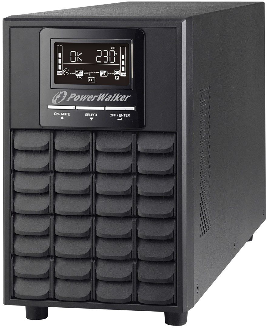 UPS PowerWalker VFI 1000 CG PF1, 1000 VA, 1000 W, cu management, on-line double-conversion, 4x C13, 1x C14, 1x RJ45, 12V 7Ah LCD, Tower, Negru