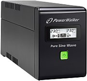 UPS PowerWalker VI 800 SW FR, 800 VA, 480 W, cu management, line-interactive, 2x Schuko, 1x RJ45, 12V 9Ah LCD, Tower, Negru