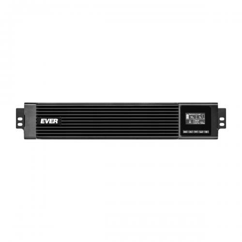 UPS Ever POWERLINE RT PRO 3000, 3000 VA, 3000 W, cu management, on-line double-conversion, 8x C13, 1x C19, 1x USB, 12V/9Ah LCD, Rack 2U, Negru
