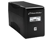 UPS PowerWalker VI 650 LCD, 650 VA, 360 W, cu management, line-interactive, 2x Schuko, 1x RJ45, 12V 7Ah LCD, Tower, Negru
