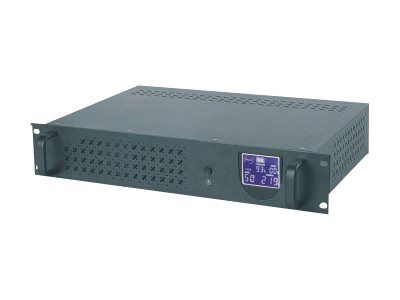 UPS Gembird UPS-RACK-1500, 1500 VA, 900 W, line-interactive, 4x C13, 1x C14, 12V/8Ah Sealed Lead-acid, LCD, Rack 4U, Negru