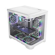 Carcasa 1STPLAYER UV5 Cube Tower ARGB ALB, Tempered Glass, Sloturi Expansiune 4, Drive Bays: 1x3.5 HDD 2x2.5  sau 3.5 SSD, Ventilatoare Suportate: 7(spate: 1x120mm, fata: 2x120mm, sus: 2x120mm, jos: 2x120mm), Ventilatoare Incluse: 5(fata: 2x120mm, jos: 2x120mm, spate: 1x120mm) Format Placa De Baza