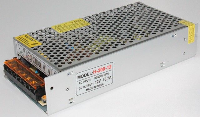 SMPS switching power supply from 230V AC to 12V DC 15A power: 180W
- dimensions: 200x97x42mm
Packaging: box 1 pc.