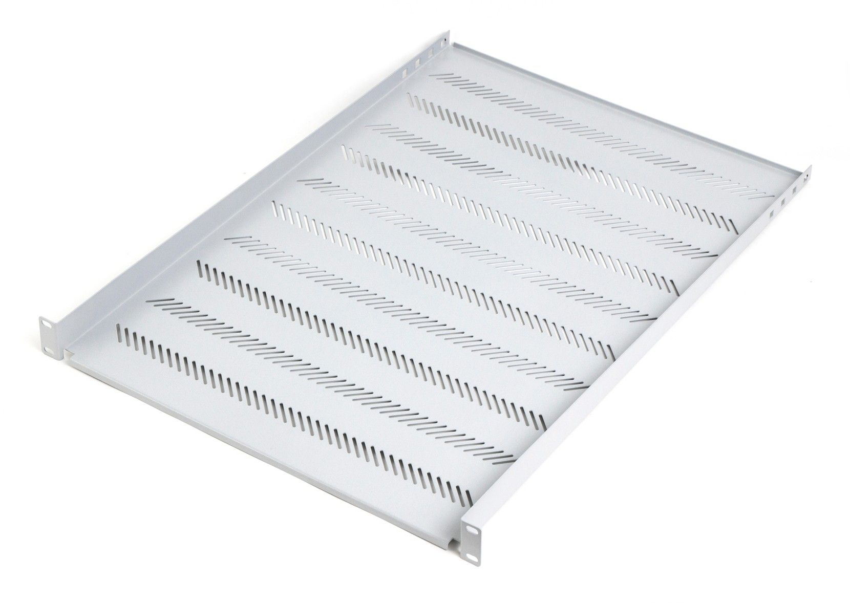 Fixed shelf 19   1U  depth 650 mm  load capacity 25 kg  mounting at 4 points  gray  screws and bracket in set.