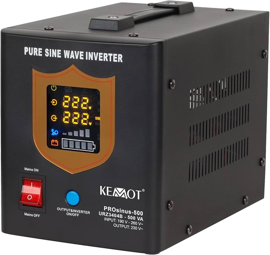 UPS Kemot URZ3404B, 500 VA, 300 W, 2x Schuko, 12 V DC, Tower, Negru