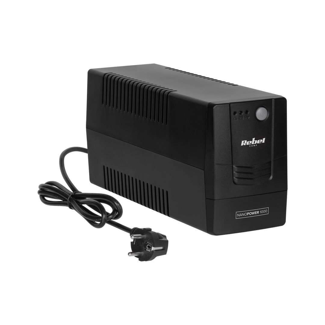 UPS Rebel RB-4022, 1000 VA, 600 W, fara management, off-line, 2x Schuko, Negru