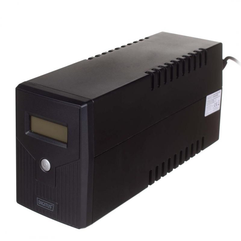 UPS Digitus DN-170064-LCD, 800 VA, 480 W, line-interactive, 2x Schuko, 1x RJ45, 1x USB, 12V 9Ah LCD, Tower, Negru