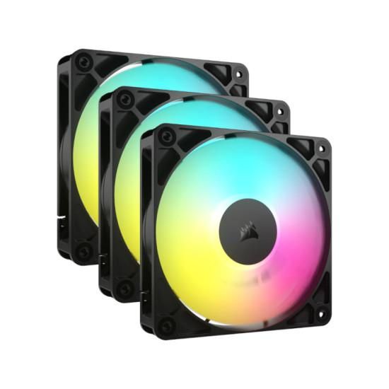Ventilatoare CORSAIR RS120 ARGB 120mm PWM, 3x120mm, Airflow: 13.3-72.8 CFM, Static Pressure: 0.2-4.15mm-H20, Viteza: 420-2100 +/- 10%, Nivel zgomot: 10-36 dBA, dimensiuni ventilatoare: 120x25mm