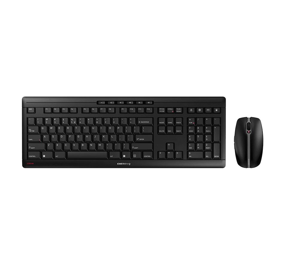CHERRY Desktop STREAM COMFORT Wireless [DE] black Mouse+Keyboard, Fullsize, Silent