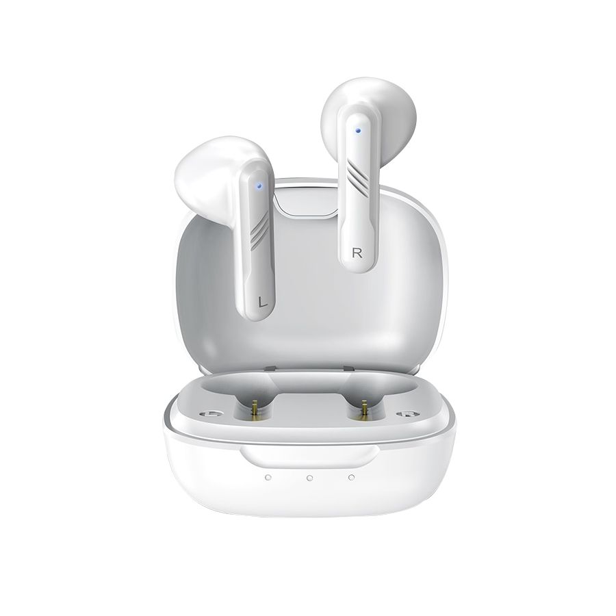 Casti Genius HS-M905BT, TWS, wireless, intraauriculare - butoni, pt smartphone, microfon pe casca, conectare prin Bluetooth 5.3, alb, USB-C
